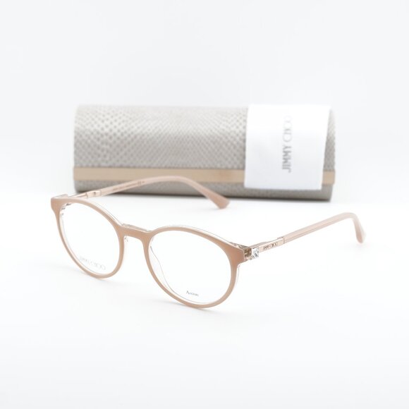 Jimmy Choo JC272 08XO 00 Round 49mm Eyeglasses - Pink on Crystal - Picture 1 of 11